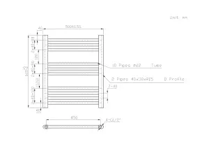 Right Radiators 600x500 mm Straight Heated Towel Rail Radiator Bathroom Ladder Warmer Anthracite