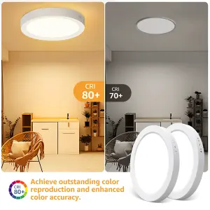 Aigostar 18W LED Ceiling Lights, 1980LM Round LED 3000K Warm White Pack of 2