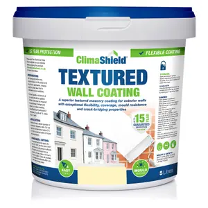 Smartseal Wall Coating Textured (Ivory Glow), Waterproof 15 years, Brickwork, Stone, Concrete and Render, Breathable, 5kg