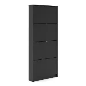 Shoes Shoe cabinet  w. 4 tilting doors and 1 layer Matt Black