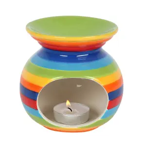 Large Colourful Rainbow Stripe Oil Burner