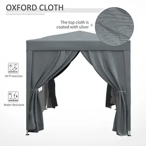 Outsunny 2mx2m Pop Up Gazebo Party Tent Canopy Marquee with Storage Bag Grey