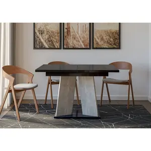 Extendable Dining Table Alekzander Black/Light Grey