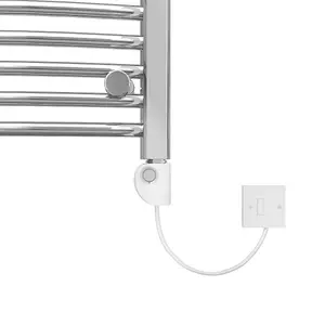 Right Radiators Electric Heated Towel Rail Radiator Curved Pre-filled Thermostatic Ladder Warmer Chrome 1500x600 mm