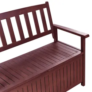 Garden Bench with Cushion SOVANA with Storage Acacia Wood Red