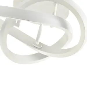 Modern LED White Ceiling Light with Swirl Thick Metal Strip Creates 1253 Lumens