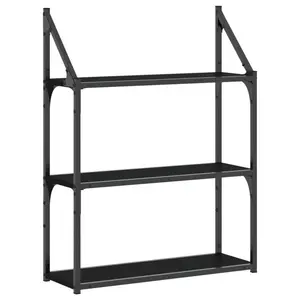 3 Piece Floating Shelf Black / 78.5 cm H x 23.62 cm W x 21 cm D