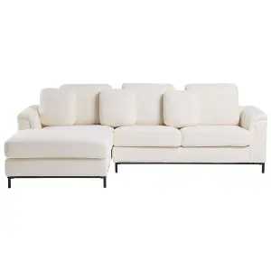 Right-Hand Corner Sofa with Ottoman OSLO White Boucle 5 Seater Right Hand