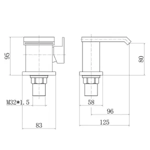 Rinse Bathrooms Waterfall Basin Taps Square Bathroom Sink Mixer Taps Chrome Brass with UK Standard Fittings