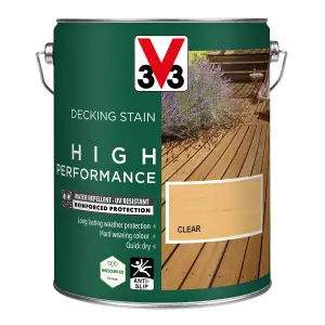 V33 High performance Clear Satin Quick dry Decking Stain, 5L