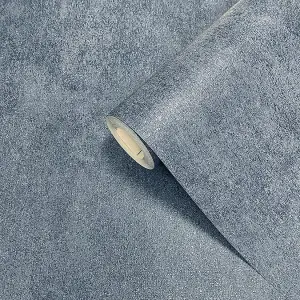 Muriva Blue Texture Metallic effect Embossed Wallpaper