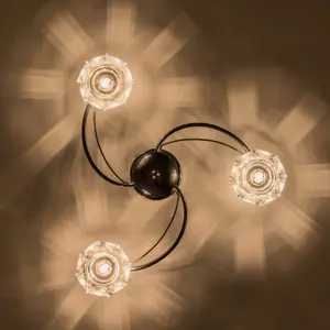 Harper Living Polished Chrome Spiral 3-Light Semi-Flush Ceiling Light