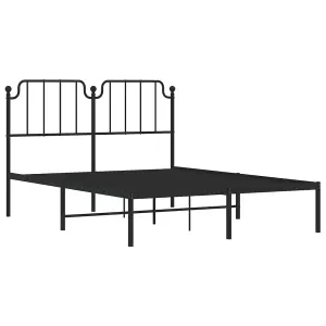 Berkfield Metal Bed Frame without Mattress with Headboard Black 140x200cm