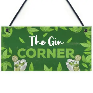 Red Ocean Funny Gin Gift Gin Corner Sign Home Bar Sign For Garden Summer House Gifts