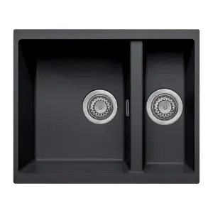 Astini Dante 1.5 Bowl Granite Black Undermount Kitchen Sink & Waste