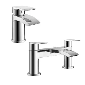 Modern Chrome Waterfall Bath Filler Mixer Tap Bathroom Round