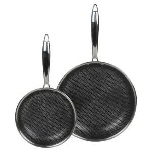 URBNCHEF 28cm Length Non Stick Stainless Steel Aluminium Induction Frying Pan Set of 2