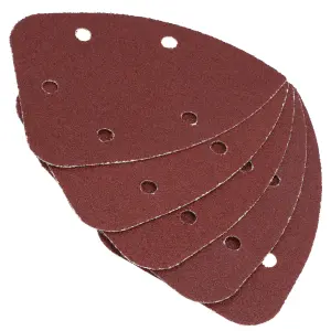 5 x Hook And Loop Detail Sanding Pads Discs 140mm Triangular 60 Grit Coarse