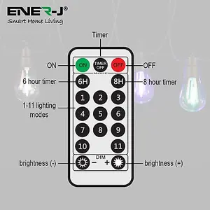 Solar RGB+WW (2 Way) String Lights with Remote, 10 Meters, 10 lamps, IP44