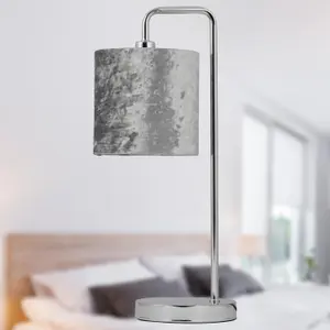 First Choice Lighting Set of 2 Grey Crushed Velvet 15.5cm Table Lamp Shades