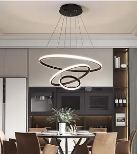 Black Chandelier LED Circle Modern Luxury 3 Rings (20+40+60cm) Pendant Light