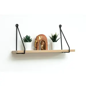 Addre Floating Shelf Oak/Black / 20cm H x 40cm W x 15cm D