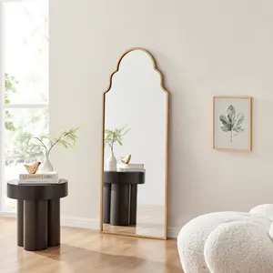 Azlaan Moroccan Arch Metal Frame Hallway Mirror - Full Length Living Room Mirror Gold