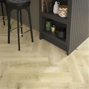 PACK OF 5 (Total 5 Units) - Premium 5mm Thick Natural Oak Herringbone Flooring - 126mm (W) x 630mm (L)