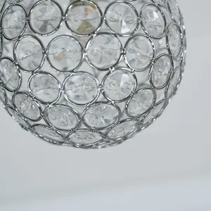 ValueLights Ella Silver Chrome Sphere Globe Design Acrylic Jewel Ceiling Light Fitting for Hallway Bedroom - LED Bulb Included