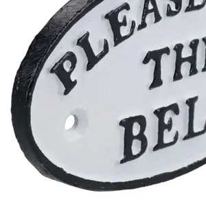 Please Ring Bell Cast Iron Sign Plaque Door Wall House Office Reception Gate