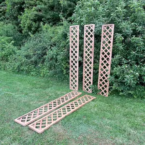 Set of 5 Wooden Framed Square Trellis Panels (180cm x 30cm)