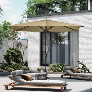 2x3M Khaki Outdoor Garden Patio Crank Tilt Parasol No Base