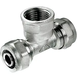 Invena PEX-AL-PEX 16mm x 1/2" Female BSP x 16mm Compression Fittings Tee Connector