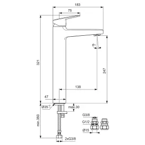 Ideal Standard Ceraplan Tall Black Square Basin Mono mixer Tap