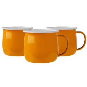 Argon Tableware - Coloured Enamel Belly Mugs - 375ml - Pack of 12 - Yellow