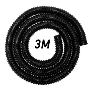 3m length of 25mm flexible corrugated garden pond pipe with matching hose clips