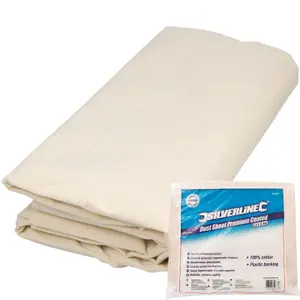 Silverline 3.6m X 2.7m Premium Coated Absorbent Painting Decorating Dust Sheet