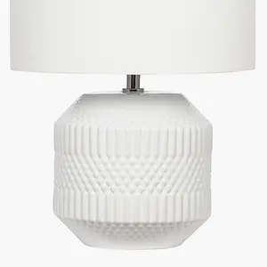 White Geo Textured Ceramic Table Lamp