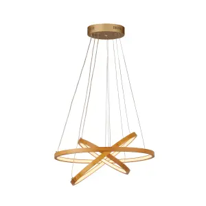 Lighting Collection Northlake Natural Bamboo 3 Ring LED Pendant