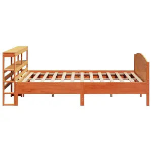 Berkfield Bed Frame without Mattress Wax Brown 180x200 cm Super King Solid Wood Pine