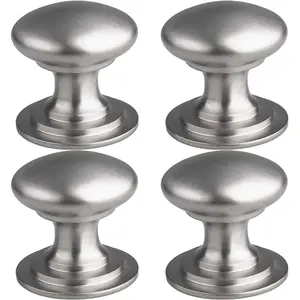 4 PACK - Victorian Tiered Door Knob - 42mm Satin Nickel Cabinet Pull Handle Round Rose