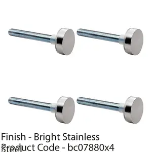 4 PACK - PAIR Bolt Cap Fixing Pack Setfor 19mm D Pull Door Handles Bright Stainless Steel