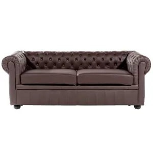 Leather Living Room Set Brown CHESTERFIELD