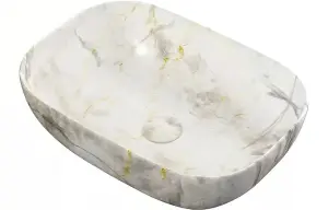 Aquarius V-Series 4 Luxury 0TH Vessel Wash Bowl 460mm White Marble Effect