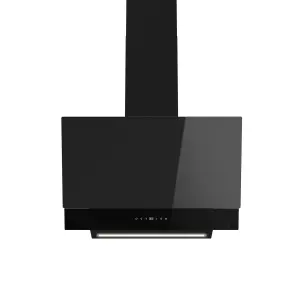 GoodHome AirSensor GHAG60ASBL Black steel & glass Angled Cooker hood (W)59.8cm - Gloss black