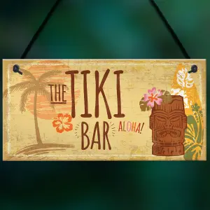 Red Ocean The Tiki Bar Party Hanging Bar Pub Plaque Cocktails Beach Garden Wall Sign Decoration Gift