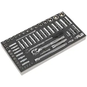 Comprehensive 62 Piece Socket Set with Tool Tray for All Your DIY Needs