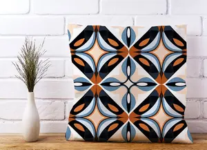 Brown And Blue Geometric Pattern Cushions 60cm x 60cm