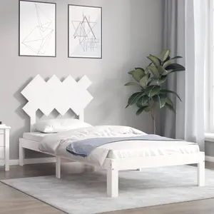 Berkfield Bed Frame with Headboard White 90x200 cm Solid Wood