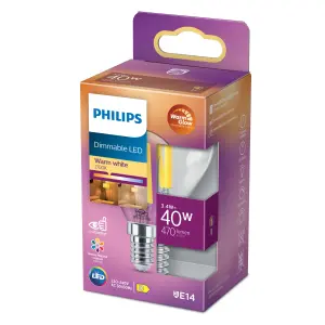 Philips Classic 6W 470lm Clear Golf ball Warm white & neutral white LED Dimmable Light bulb